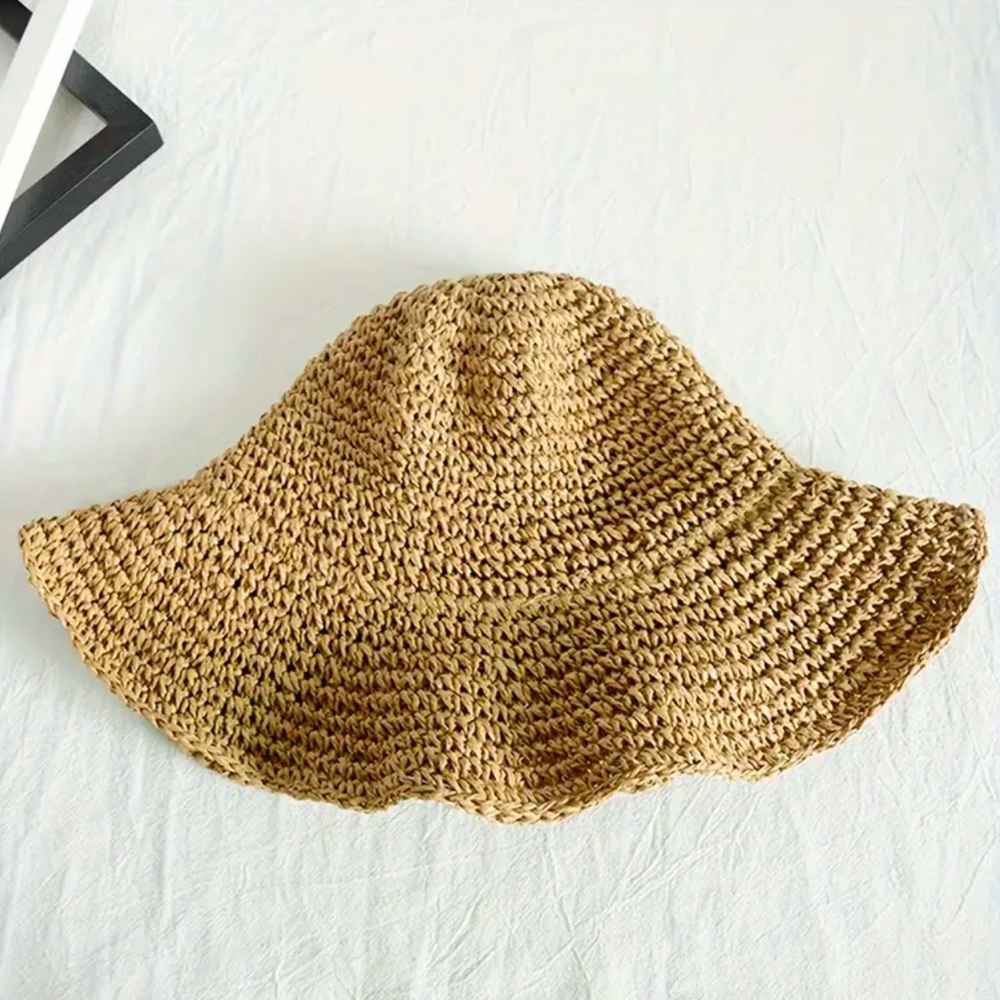 FINAL PRICE ❤️🔥 RAFFIA ❤️🔥 SCALLOPED EDGE BEACH HAT NWT - Picture 7 of 12